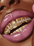 Pink Lips & Gold Grills Wall Art